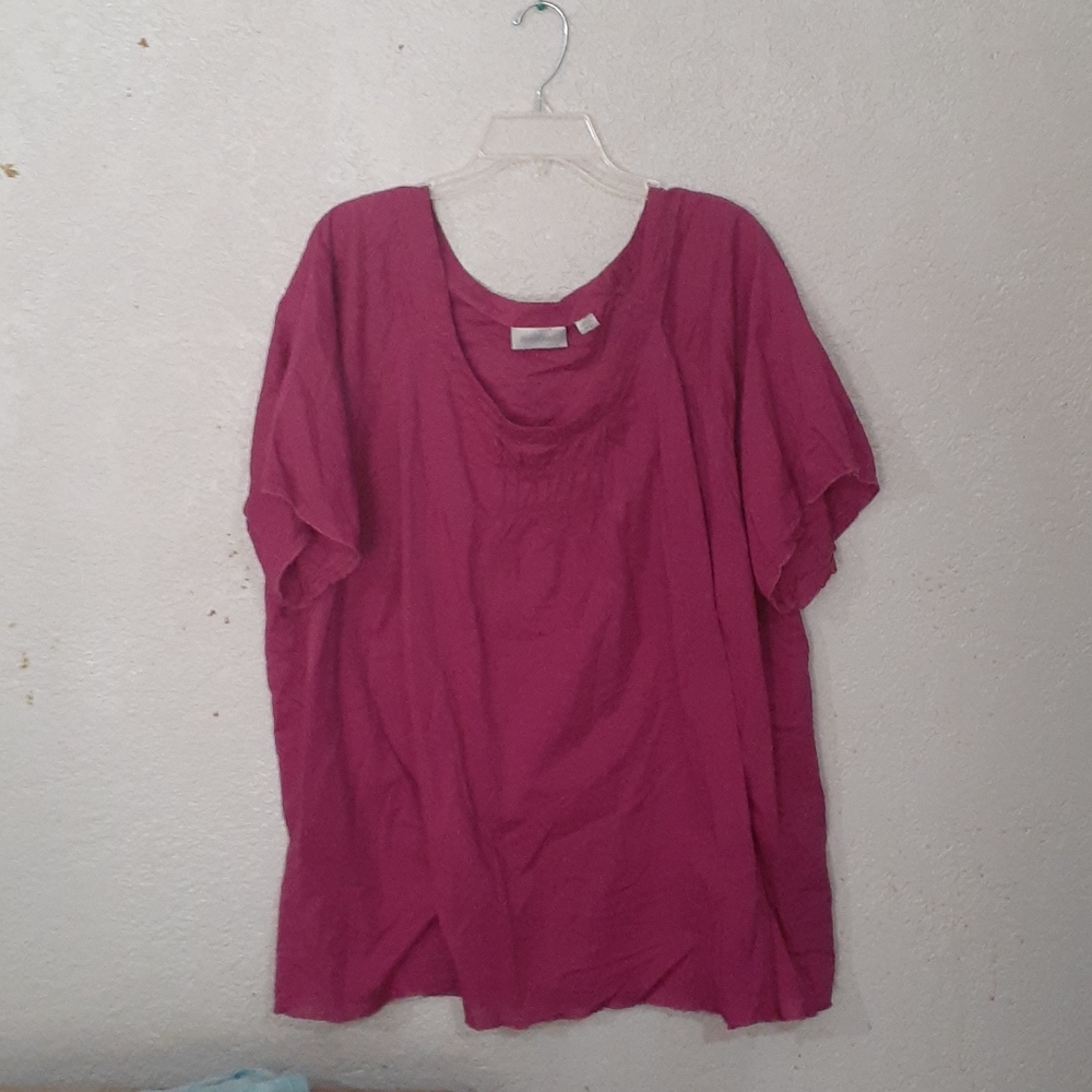 Cute plus size short sleeve pink tunic